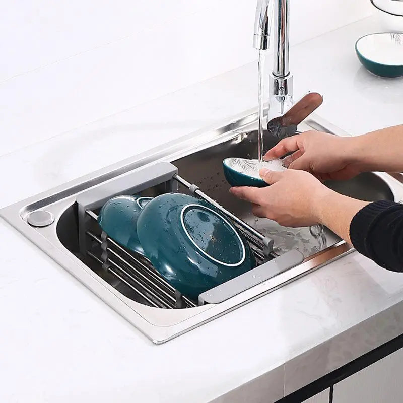 Skavix Expandable Sink Rack – Perfect for Fruits, Veggies & Dish Draining