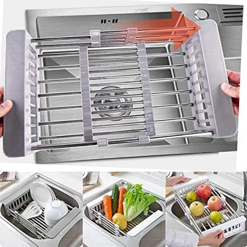 Skavix Expandable Sink Rack – Perfect for Fruits, Veggies & Dish Draining