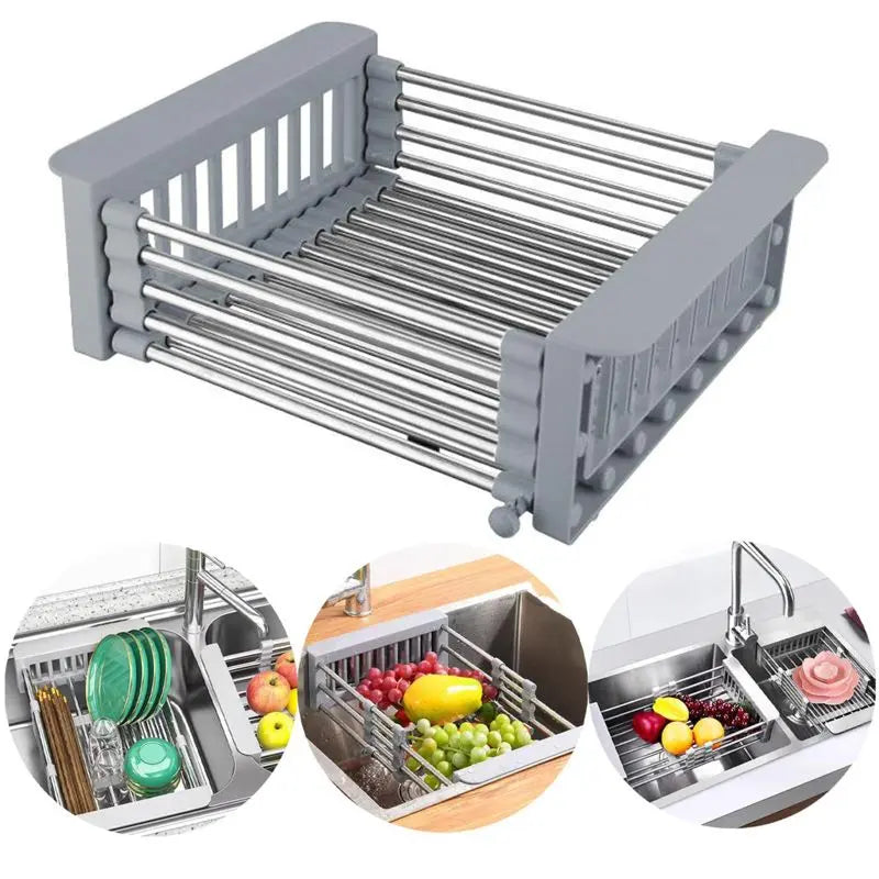 Skavix Expandable Sink Rack – Perfect for Fruits, Veggies & Dish Draining