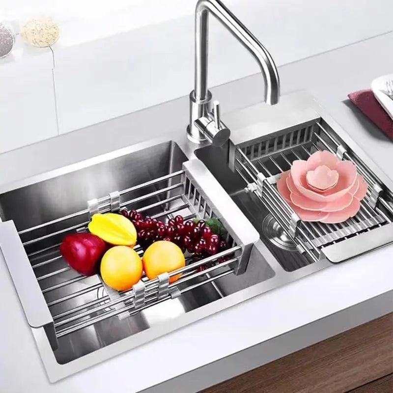 Skavix Expandable Sink Rack – Perfect for Fruits, Veggies & Dish Draining