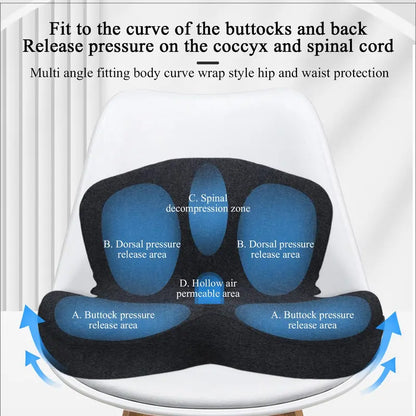 SKAVIX Ergonomic Memory Foam Seat Cushion for Back and Leg Pain Relief
