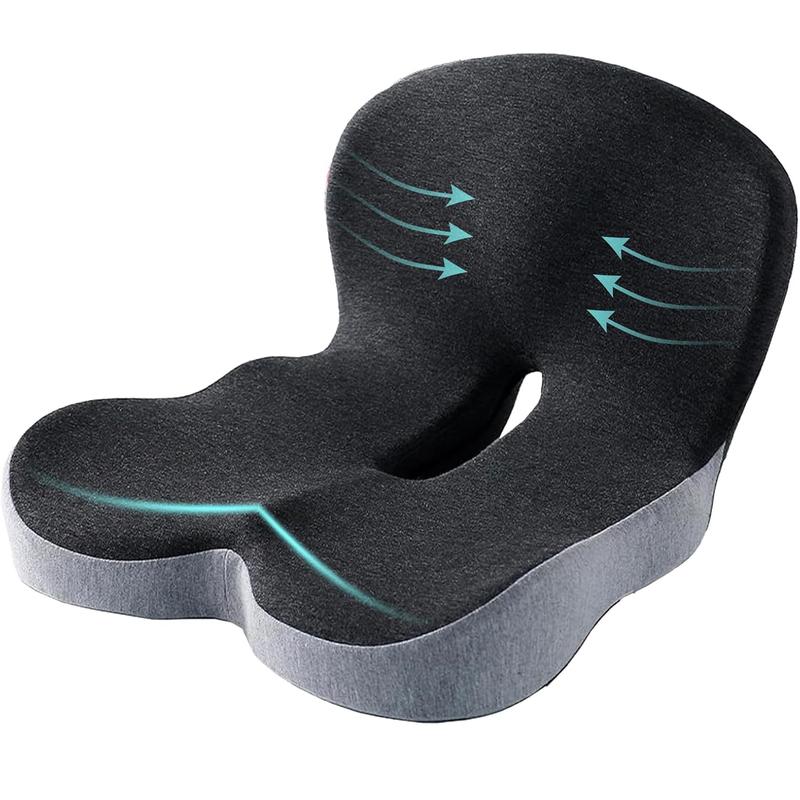SKAVIX Ergonomic Memory Foam Seat Cushion for Back and Leg Pain Relief