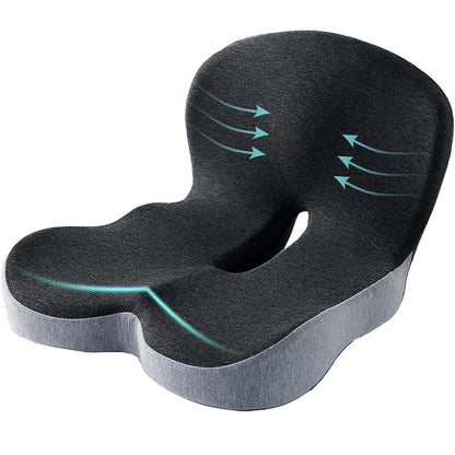 SKAVIX Ergonomic Memory Foam Seat Cushion for Back and Leg Pain Relief