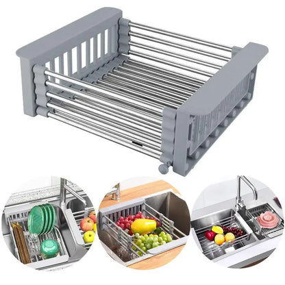 Skavix Expandable Sink Rack – Perfect for Fruits, Veggies & Dish Draining