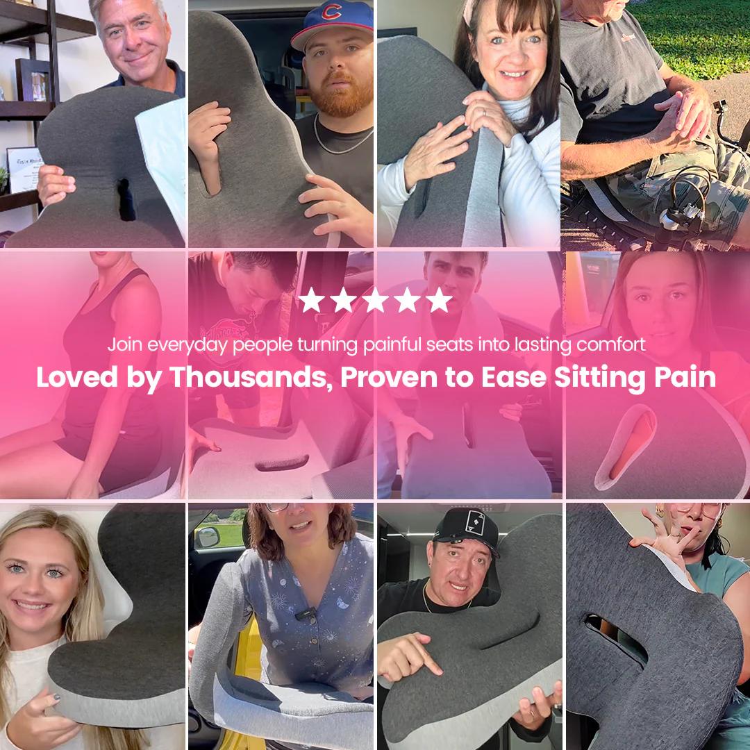 SKAVIX Ergonomic Memory Foam Seat Cushion for Back and Leg Pain Relief